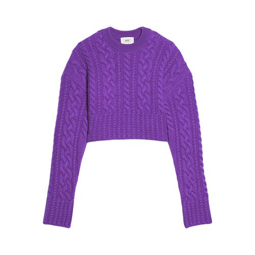 Cable-knit virgin wool jumper - Green