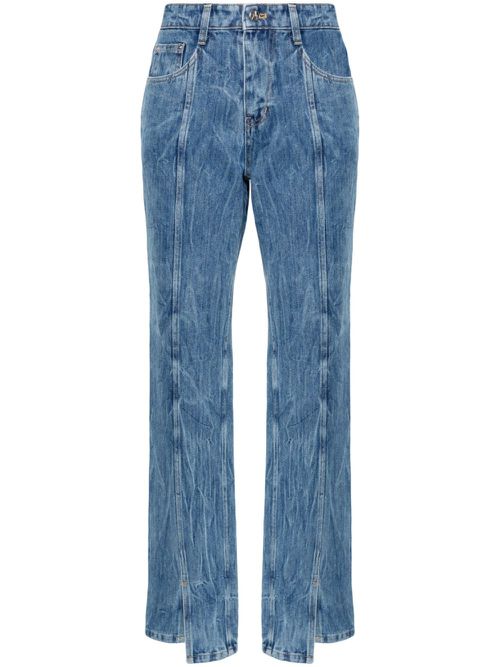 Wrinkled-detailed cotton jeans - Blue
