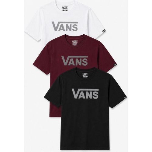 Vans 3 Pack Mens Classic Logo T Shirt in Black / Burgundy / White - Multicolour Jersey - Mediu