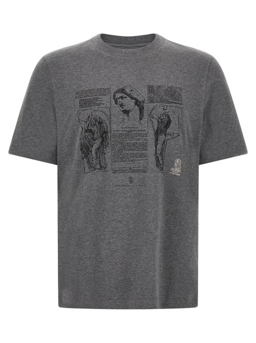 Art-Print Cotton T-Shirt — Gray