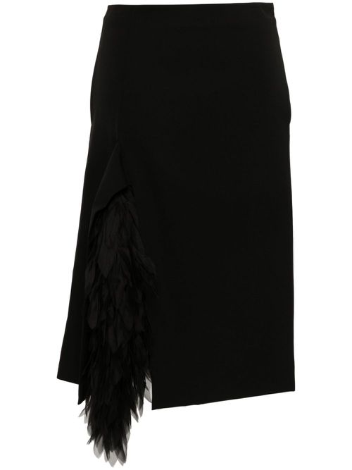 Appliqué-detailed midi skirt - Black