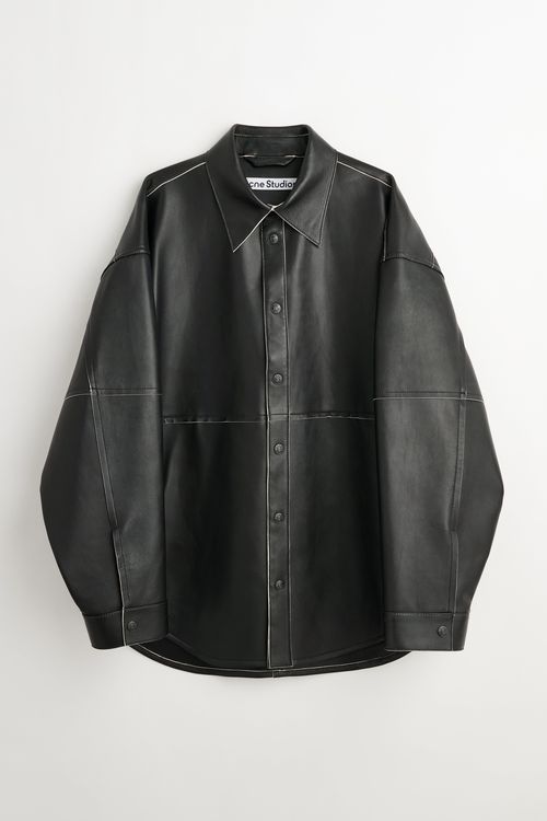 Acne Studios Leather Overshirt Black