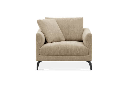 Lena Armchair Customized, (Washed Chenille) Sand (Matte Black Legs), Machine Washable, Removable Covers for Women