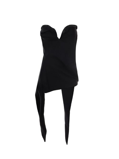Ruffle-detail croset top - Black