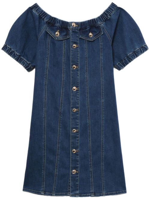 Off-shoulder denim mini dress - Blue