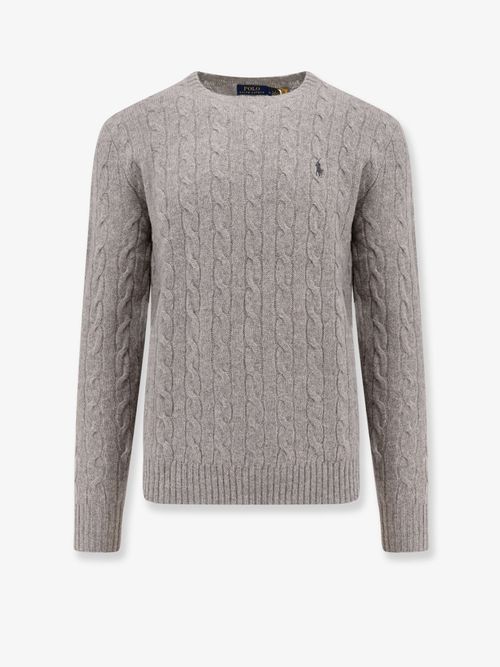 Cable-Knit Wool & Cashmere Sweater — Gray