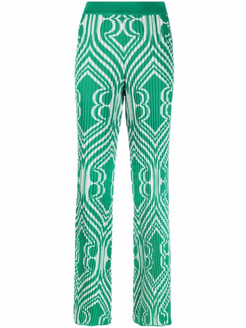 Pleated jacquard trousers - Green