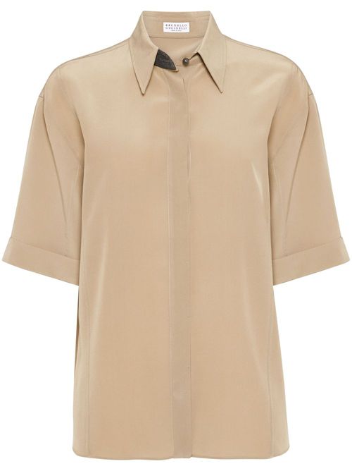 Crêpe de chine shirt - Brown