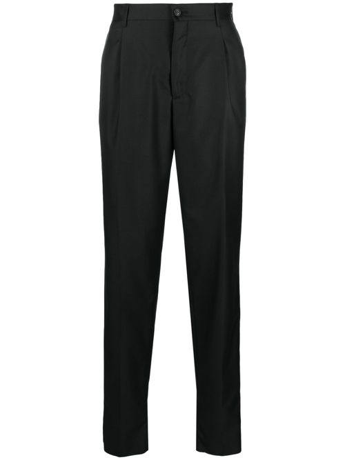 Pleat-detail straight-leg tailored trousers - Blue