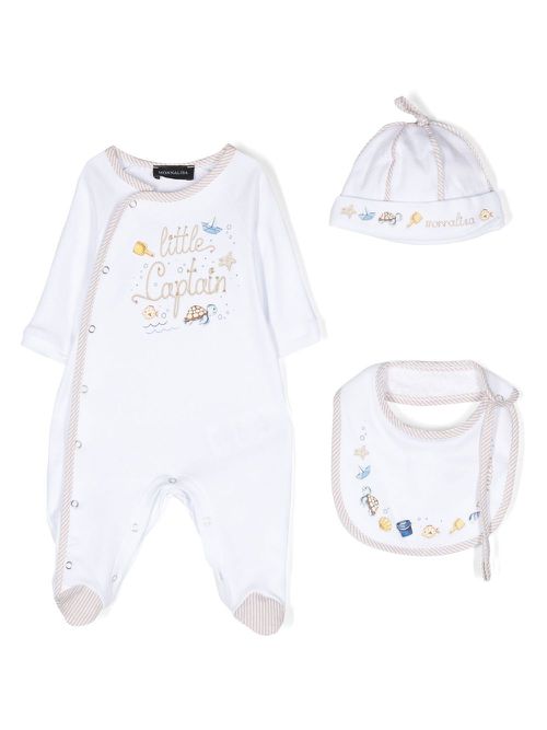 Graphic-print babygrow set - White