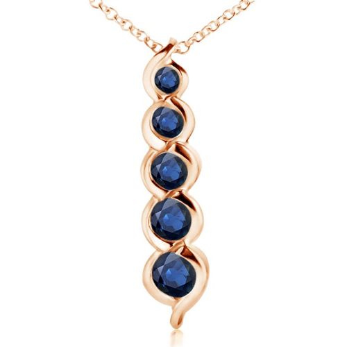 Angara 0.66 Carat Five Stone Round Blue Sapphire Journey Pendant in 18K Rose Gold