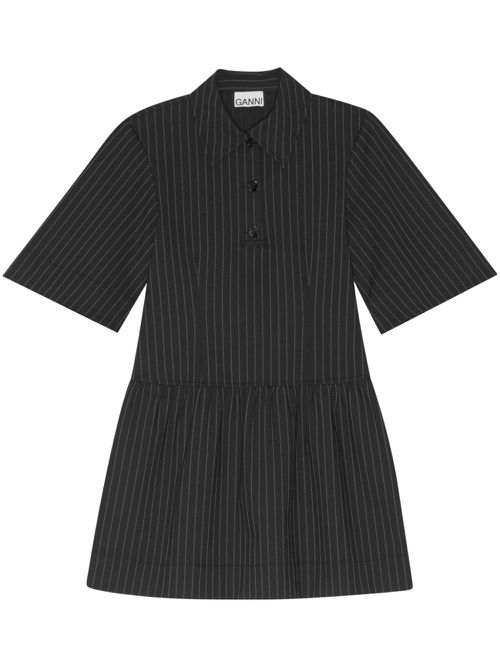 Striped polo minidress - Black