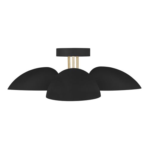 Visual Comfort Studio Jane 3-Light Ceiling Light in Midnight Black And Burnished Brass by Ellen Degenere