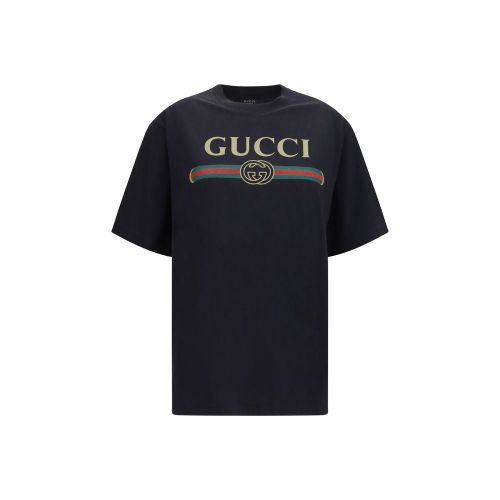 Logo-Embroidered Web Print T-Shirt — Black