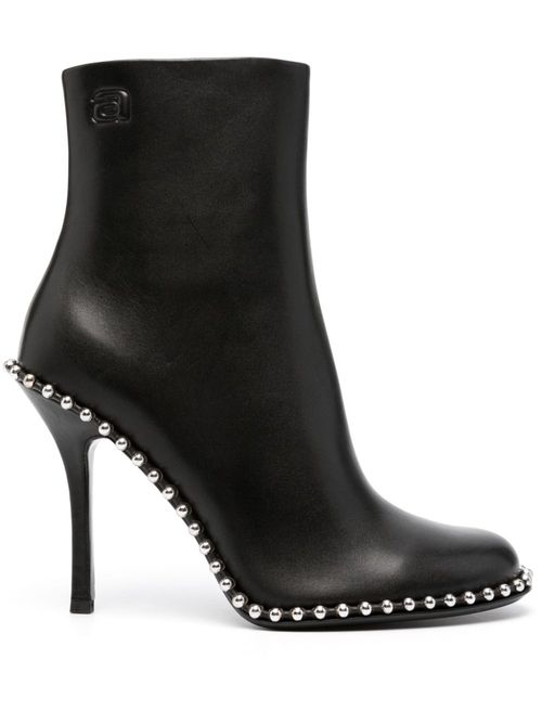 110mm stud-embellished leather ankle boots - Black