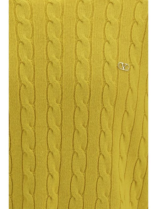 Cable-Knit Cashmere Sweater — Yellow