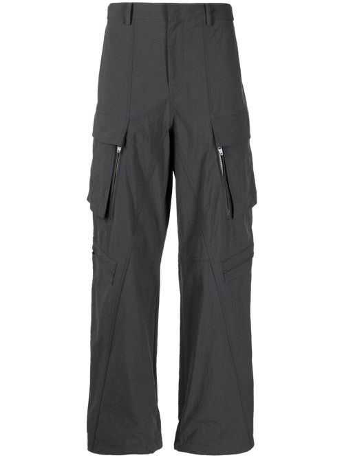 Mid-rise wide-leg cargo trousers - Grey