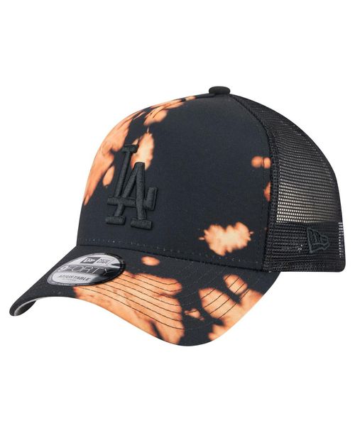 Men's Black Los Angeles Dodgers Bleached A-Frame 9FORTY Adjustable Hat - Black