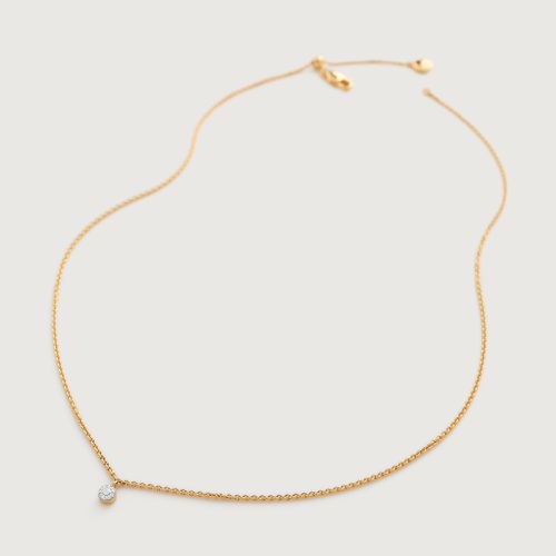Gold Fiji Tiny Button Single Diamond Necklace Adjustable 43cm/17' Diamond