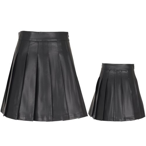 Spring and autumn simple leather products faux leather pleated women's golf skirt DOSLSK19