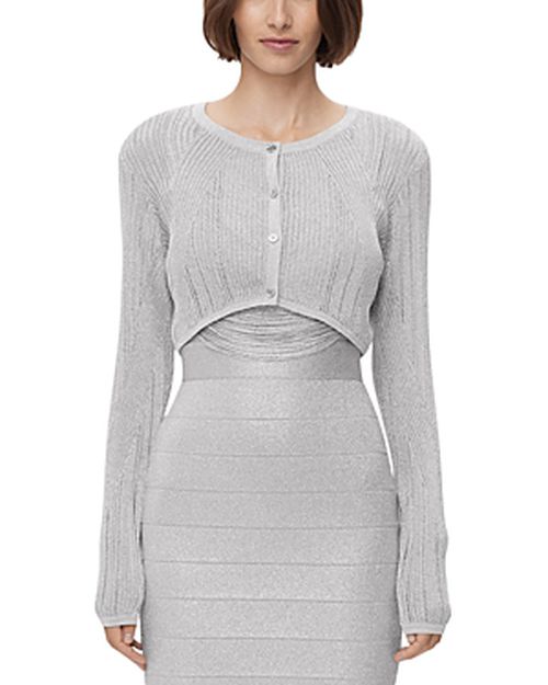 Metallic Knit Cropped Cardigan