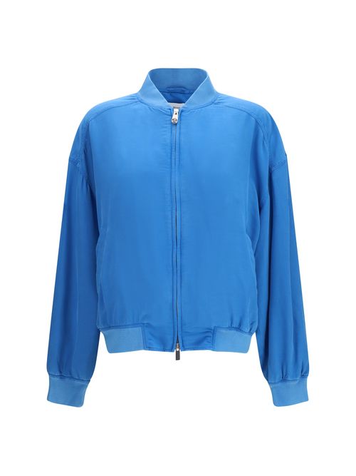 Silk Zipper Jacket — Blue