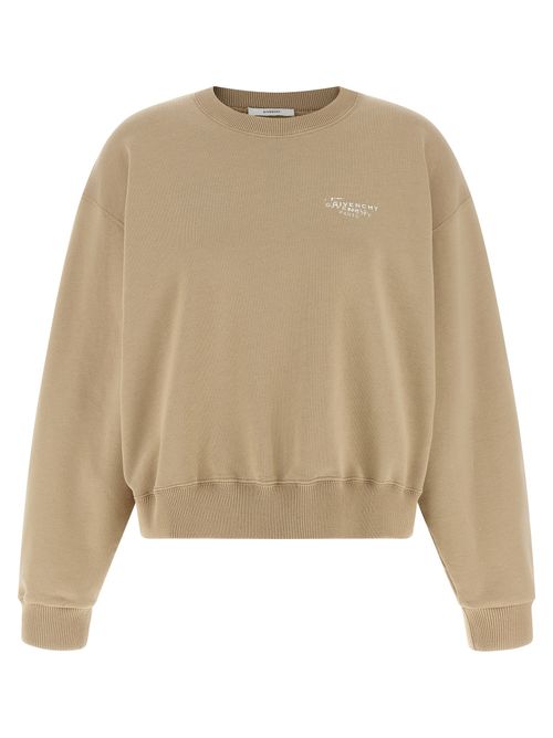 Logo-Embroidered Cotton Sweatshirt — Beige