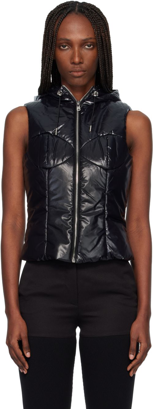 Black Hooded Puffer Vest