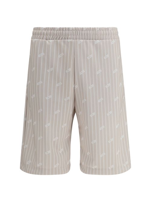 Logo Pinstripe Bermuda Shorts — Beige
