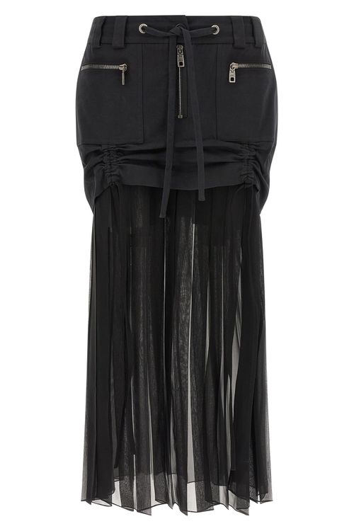 Twill And Chiffon Skirt