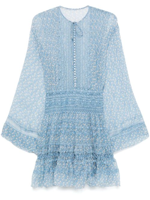 Floral-print mini dress - Blue