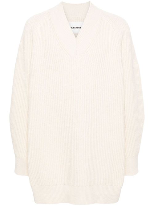 V-neck ribbed jumper - Neutrals