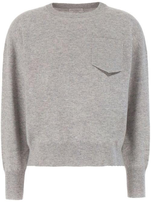Bead-detailed cashmere jumper - Grey