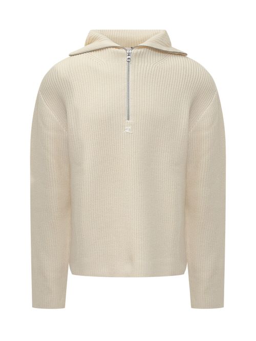 Off White Solid Hood Sweatshirt