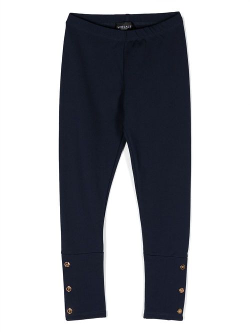 Medusa-detailed elasticated-waistband leggings - Blue
