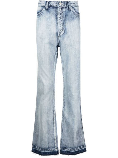 Acid-wash straight-leg jeans - Blue