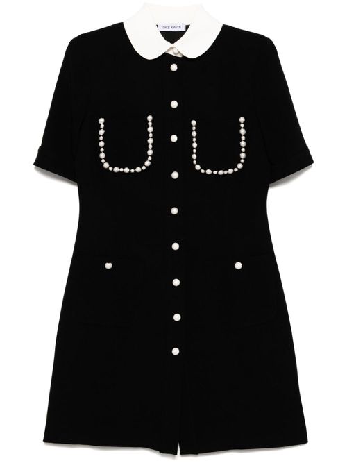 Short sleeves peter pan collar shift dress - Black