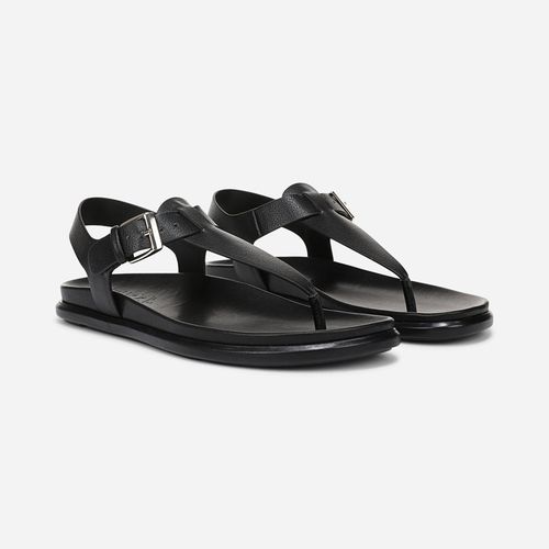 Fab Sandals, Black Faux Leather Suede