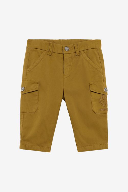 Ochre Cotton Cargo Bermuda With Monogram