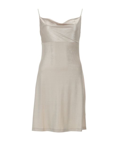 Couture Draped Pearl-Strap Dress