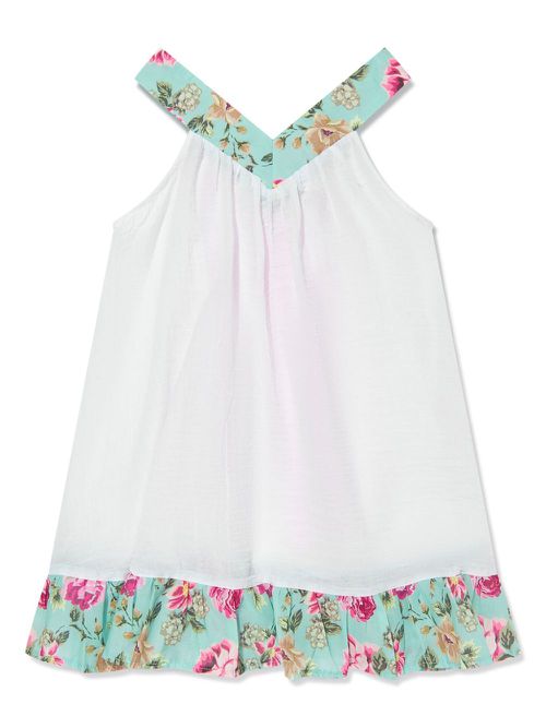 Floral-print midi dress - White