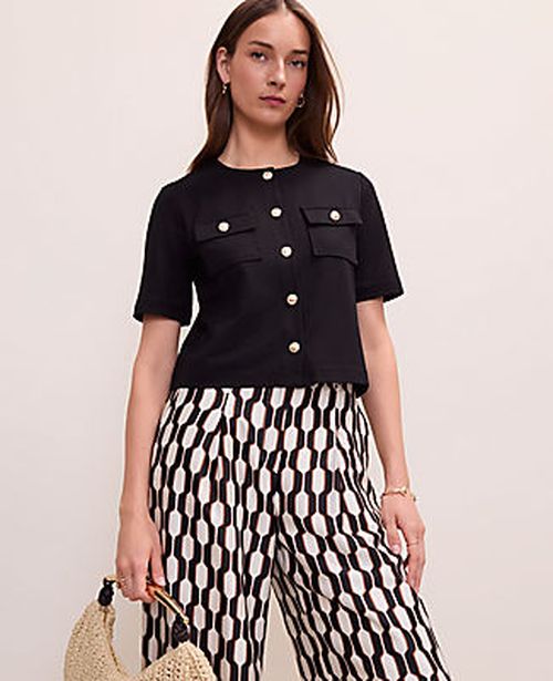 Ann Taylor The Crew Neck Jacket in Ponte