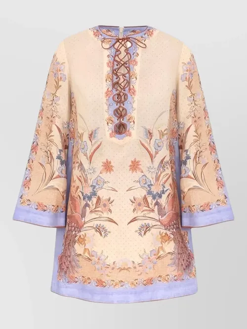 Zimmermann - indra linen dress contrast trim flora