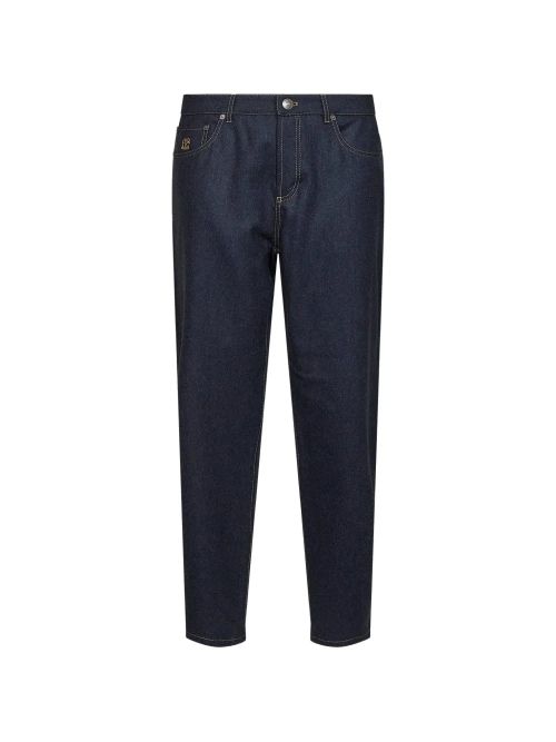 Virgin Wool Tapered Trousers — Navy