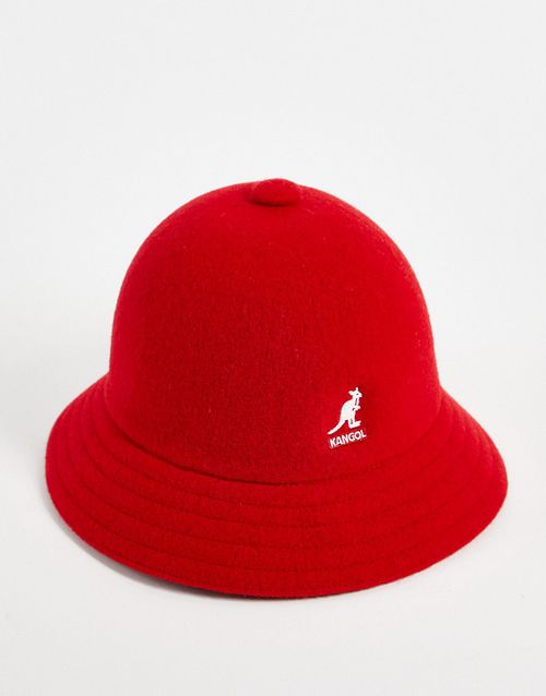 Wool casual bucket hat in red