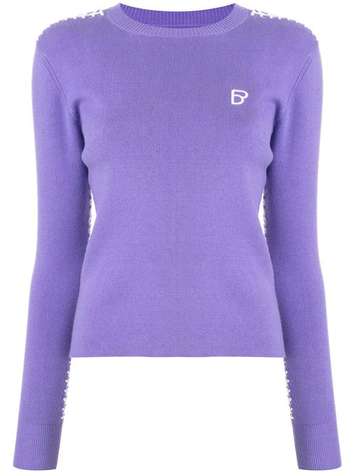Long sleeve ribbed knit sweater - Purple