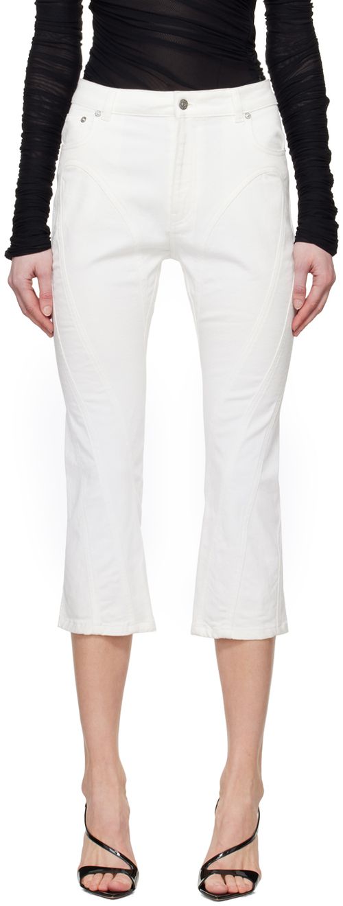 Mugler White Spiral Crop Jeans