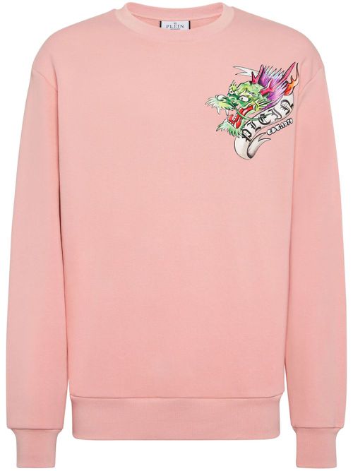 Tattoo-print crew-neck sweatshirt - Pink