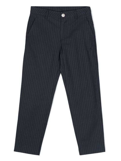Pinstriped cotton-blend trousers - Blue
