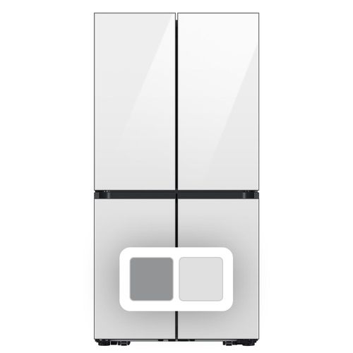 Bespoke 4-Door Flex with Beverage Center in Stainless Steel White Glass